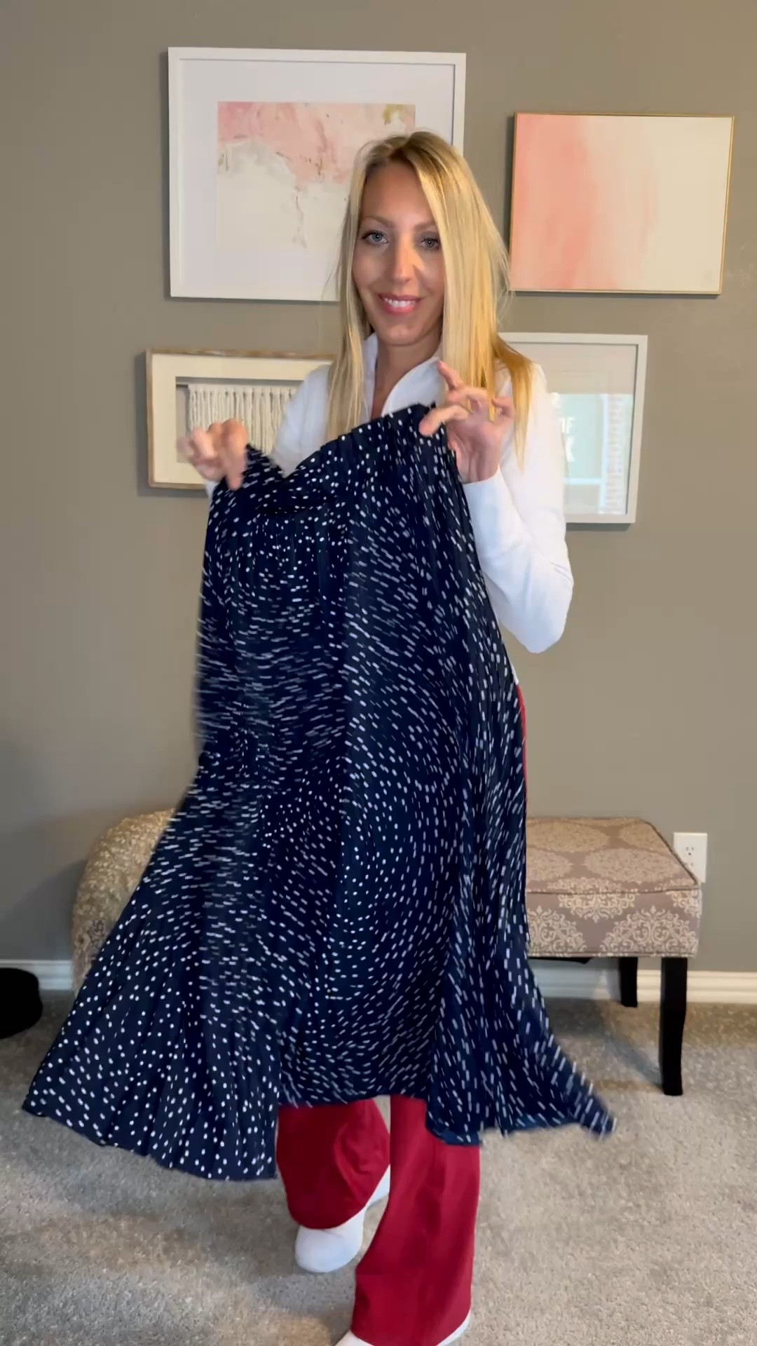 This skirt makes you want to twirl, dance, and sing a little louder. It is perfect for those chilly spring mornings and warm, sunny afternoons. Every girl deserves an outfit that makes her feel happy. 😊 

Which look makes you feel happy?

#skirt #springskirt #happyoutfit 

#LTKootd #LTKOver40