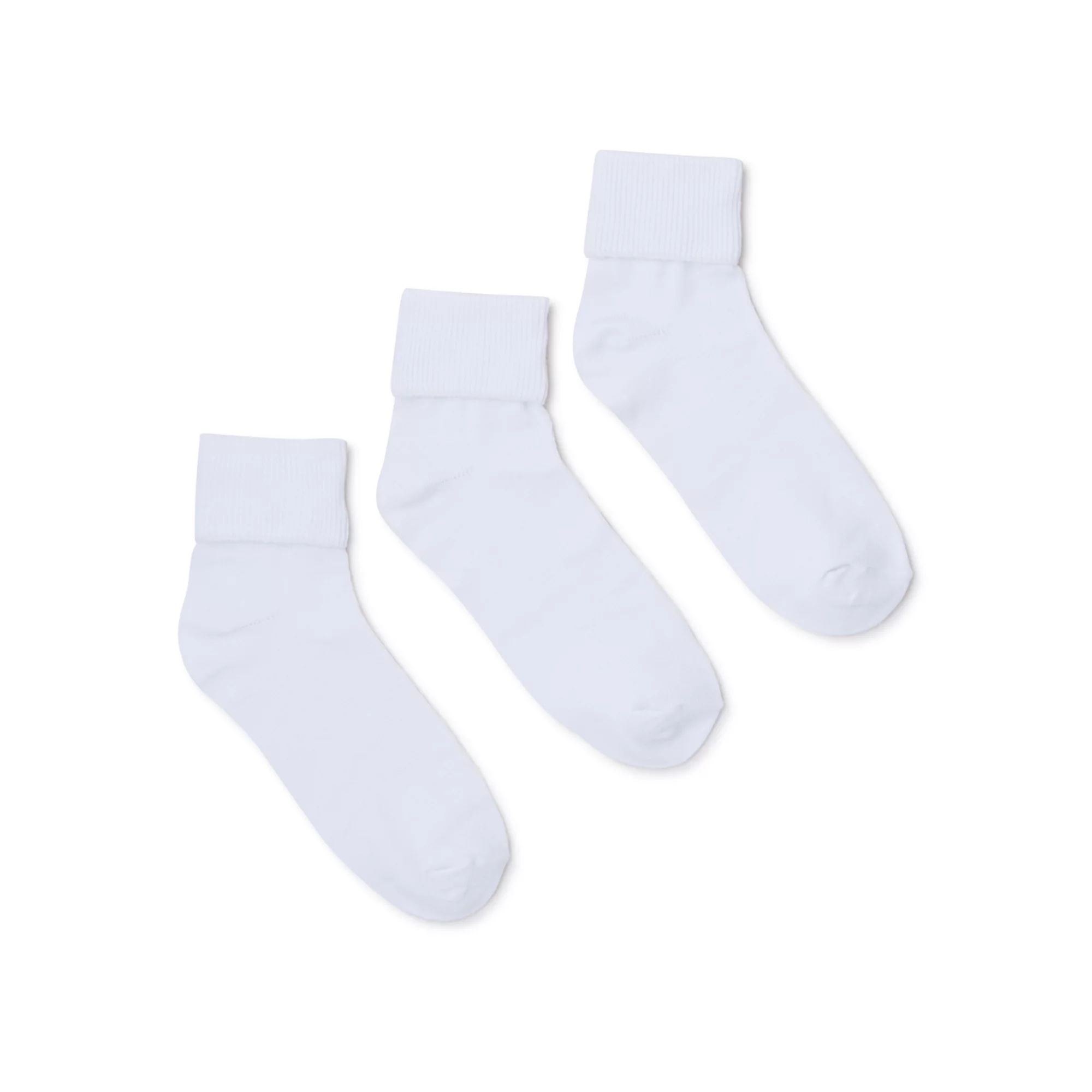 Wonder Nation Girls Plain Cuff Socks, 3 Pack, S-L | Walmart (US)