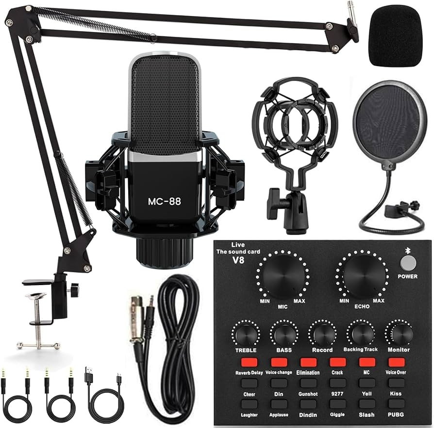 Podcast Equipment Bundle, All-in-One Audio Interface with Studio Condenser Microphone Perfect for... | Amazon (US)