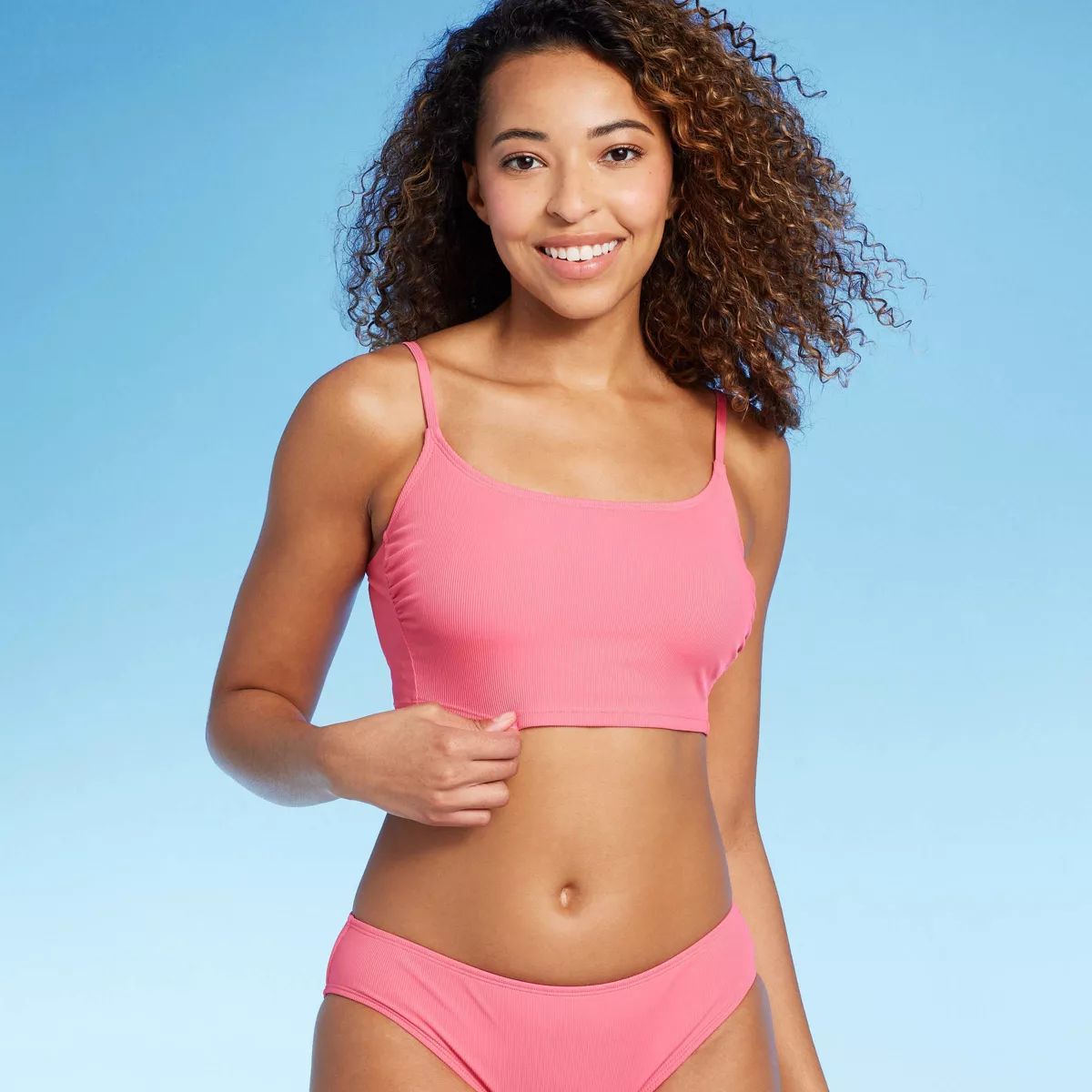 Women's Longline Ribbed Bikini Top - Shade & Shore™ | Target