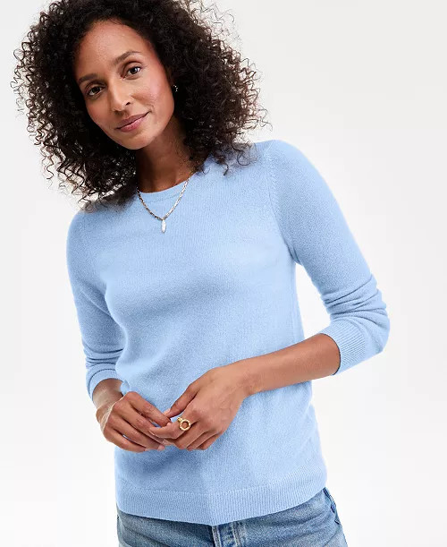 Women's Long-Sleeve 100% Cashmere Crewneck Sweater, Macy's Exclusive | Macy's