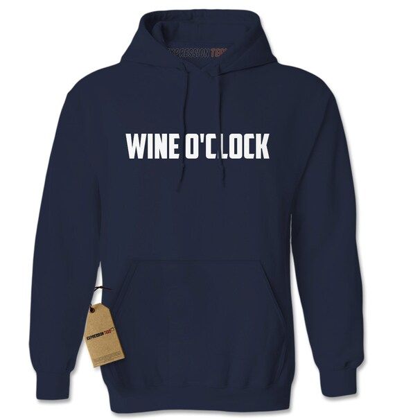 Hoodie Wine O Clock Hooded Jacket Sweatshirt Drinking Hoodie #1422 by Expression Tees Trending Cloth | Etsy (US)