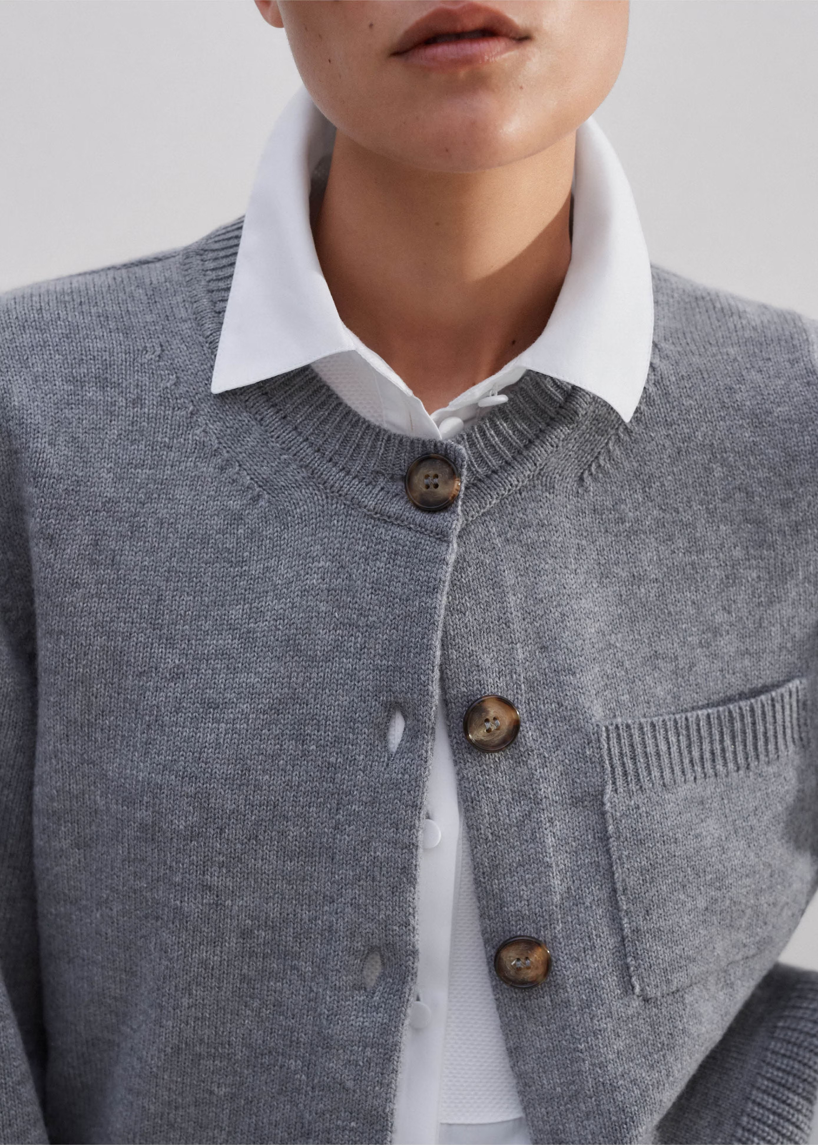 Women's Grey Merino Cashmere Cardigan | ME+EM | ME+EM Global (Excluding US)