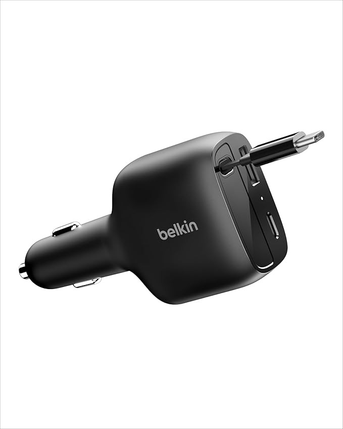 Belkin USB C Car Charger 75W w/ 30in Retractable USB C Cable - iPhone Charger, Compatible with iP... | Amazon (US)