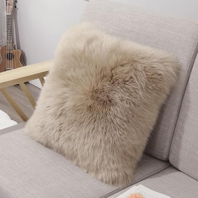 LLB Genuine Sheepskin Throw Pillow Covers Fluffy Decorative Square Couch Pillow Covers 18x18 Pill... | Amazon (US)