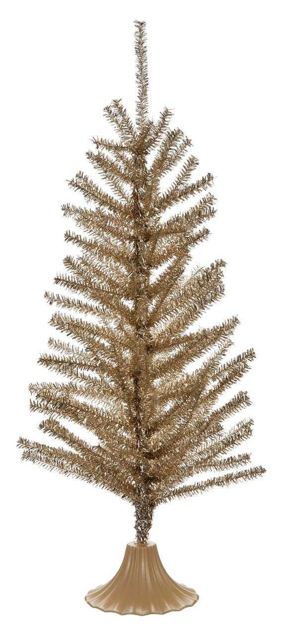 FOR LIVING Christmas Tabletop Decoration Champagne Tinsel Tree, 24-in#051-4827-8 | Canadian Tire