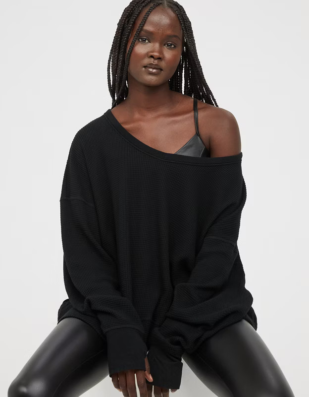 OFFLINE By Aerie Wow! Waffle Oversized T-Shirt | American Eagle Outfitters (US & CA)