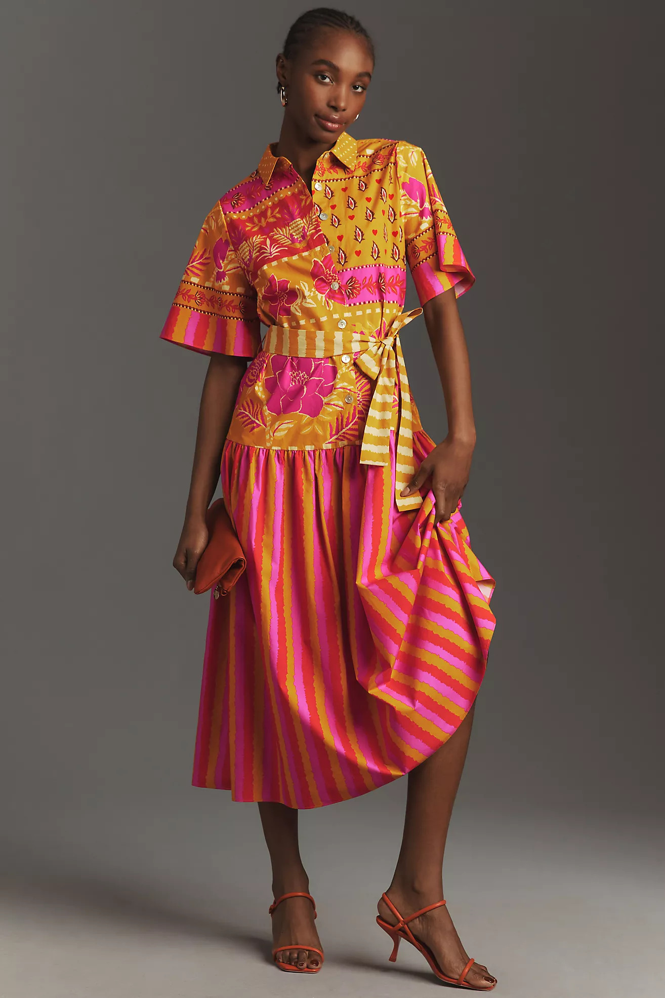 Farm Rio Tie-Waist Midi Shirt Dress | Anthropologie (US)