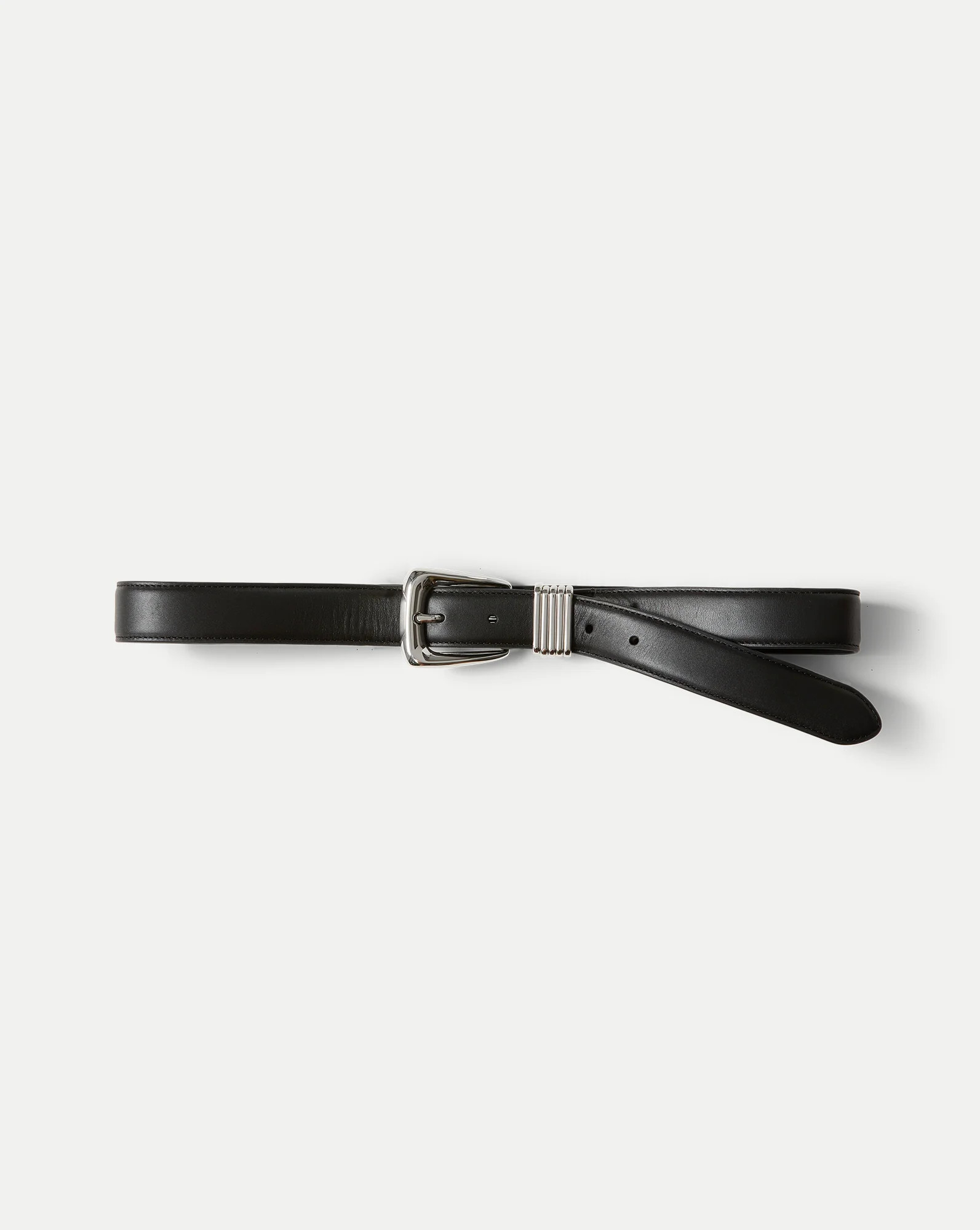 Veronica Beard Arch Leather Belt Black Silver | Veronica Beard