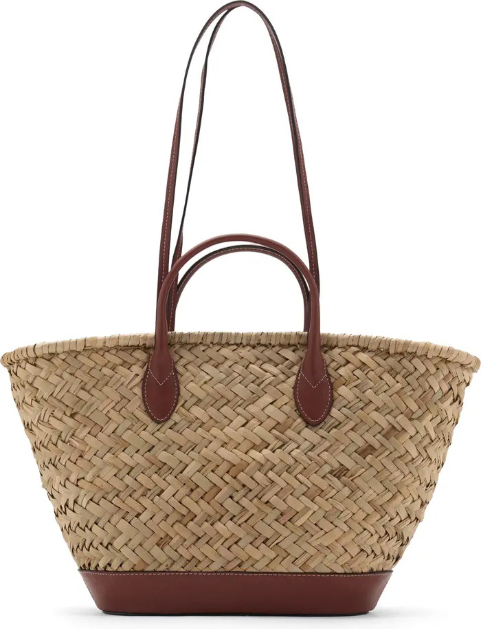 MANGO Large Double Handle Natural Fiber Shoulder Bag | Nordstrom | Nordstrom