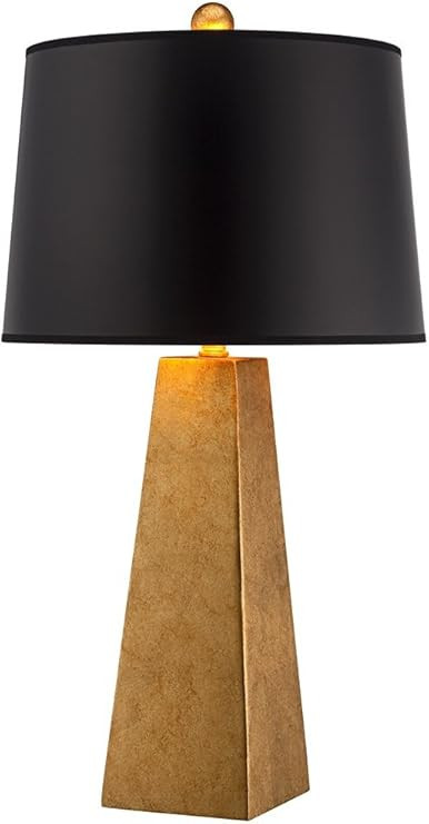 Possini Euro Design Obelisk Modern Table Lamp 26" High Gold Leaf Tapered Column Black Paper Drum ... | Amazon (US)