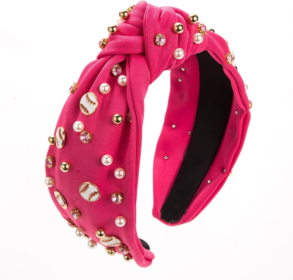 ZMD Pearl Knotted Headband for Women Girls,Rhinestone Embellished Hairband Elegant Ladies Fashion... | Amazon (US)