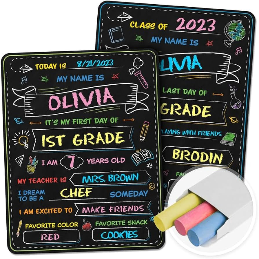 First and Last Day of School Board - 14” X 11” Double-Sided - My First & Last Day of School S... | Amazon (US)