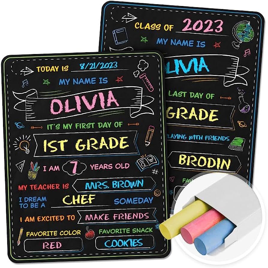 First and Last Day of School Board - 14” X 11” Double-Sided - My First & Last Day of School S... | Amazon (US)