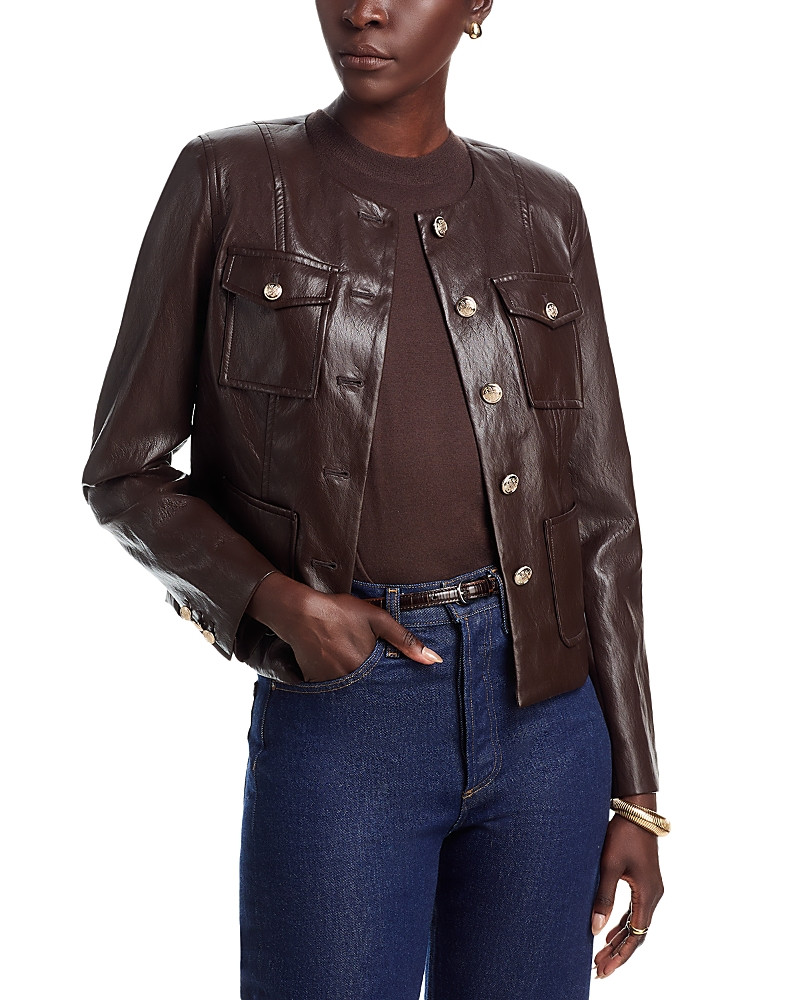 T Tahari Collarless Faux Leather Jacket | Bloomingdale's (US)