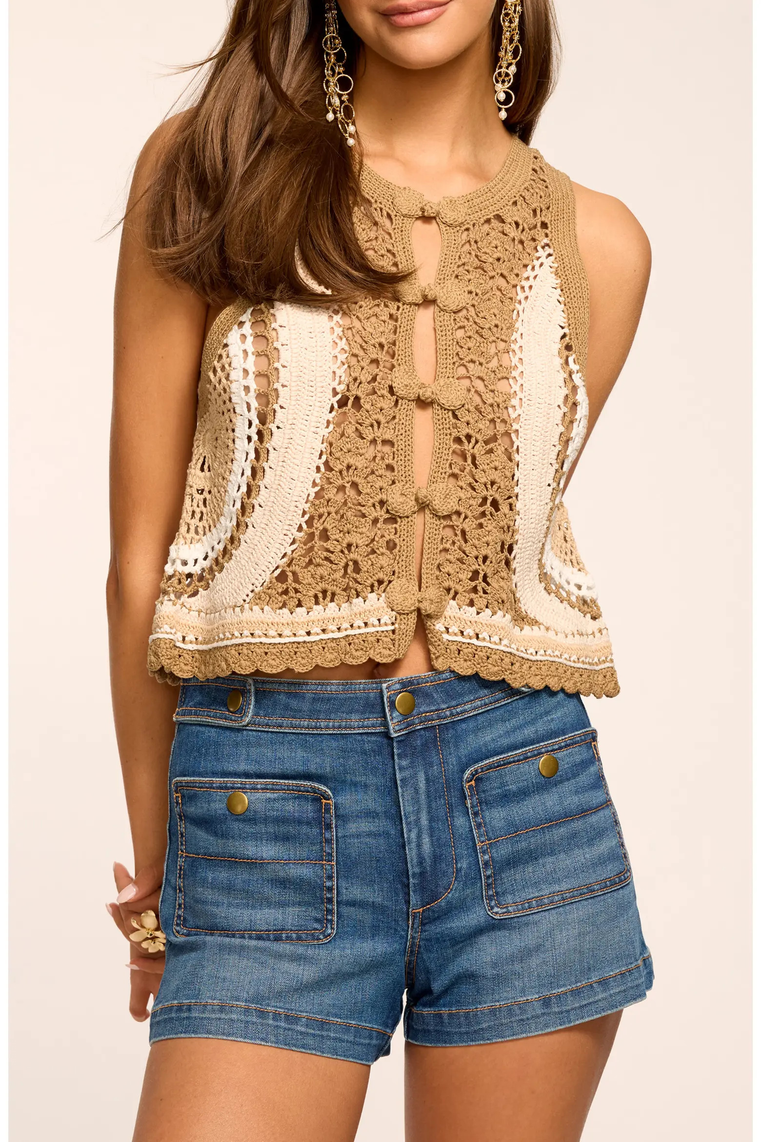 Adriana Crop Cotton Crochet Vest (Women) | Nordstrom | Nordstrom