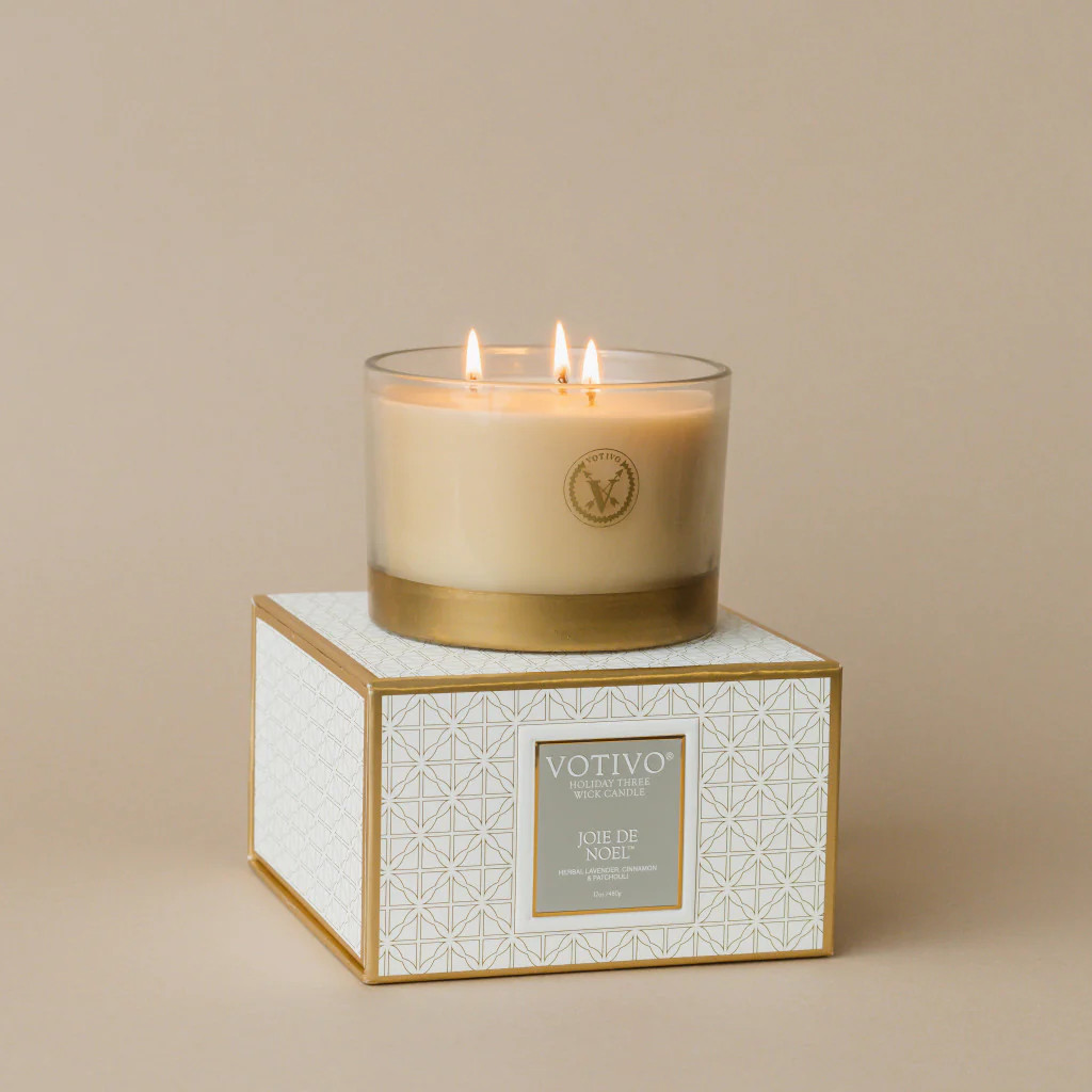 Holiday 3 Wick Candle-Joie De Noel | Votivo