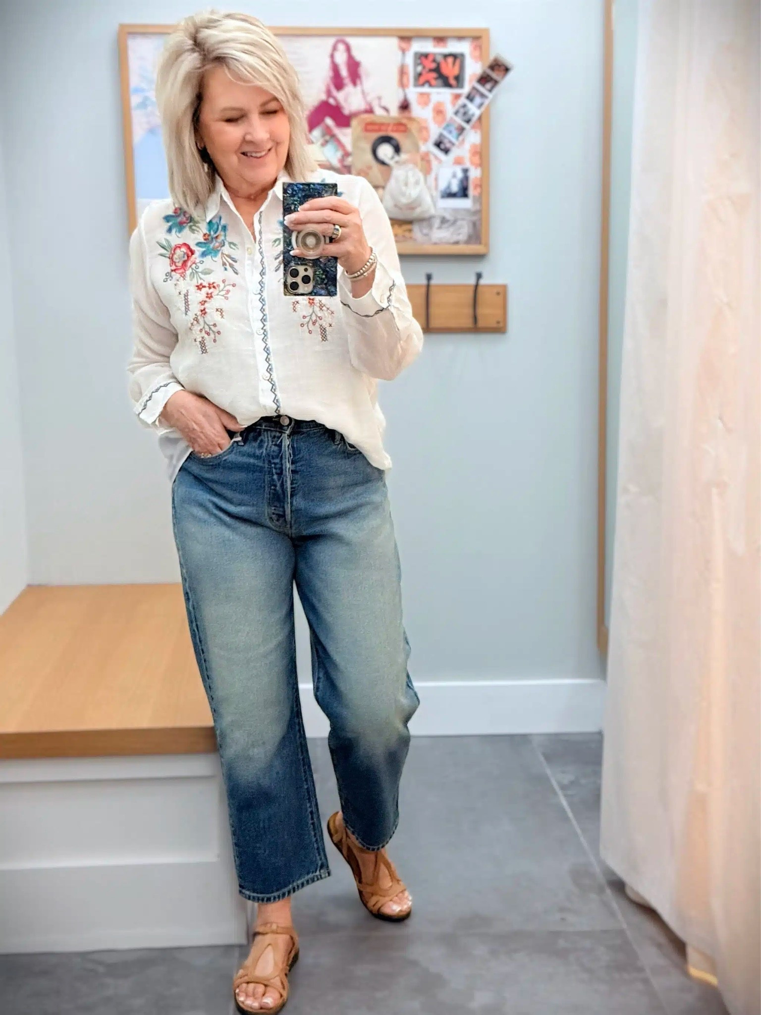 Johnny Was try on session! My top isn’t on the website yet, but should be soon. I’m wearing a size medium and my jeans are a size 10.

#LTKWorkwear #LTKOver40 #LTKootd