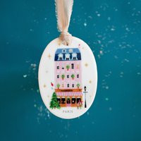 Personalized Paris Patisserie Christmas Ornament, First Ornament, Custom Couple Gift, Village Houses, Bauble | Etsy (US)