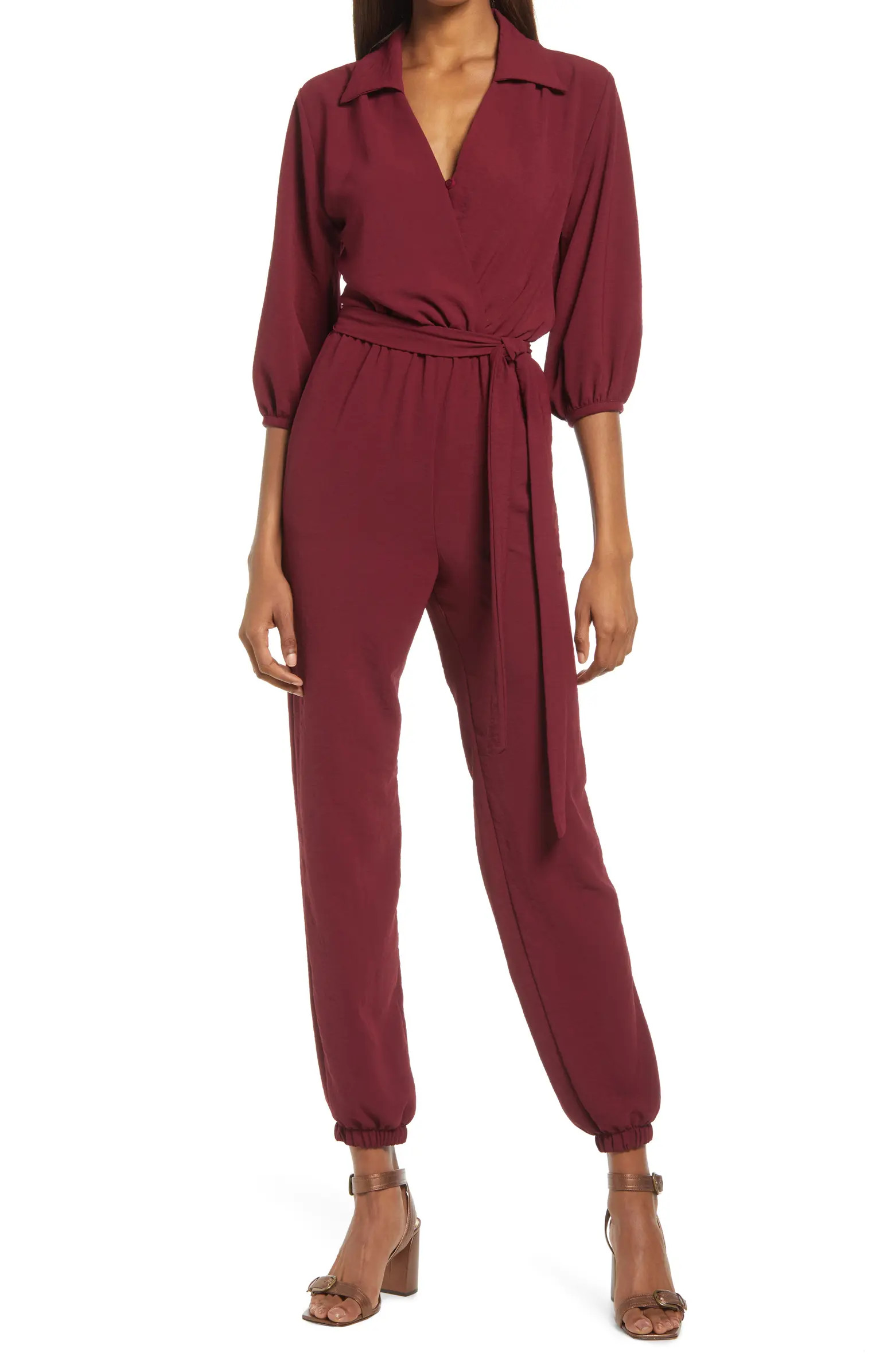 Tie Waist Long Sleeve Jumpsuit | Nordstrom