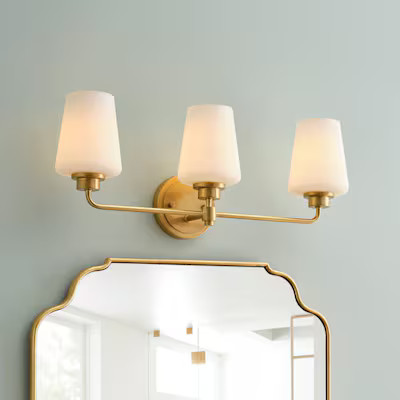 allen + roth Goldson 22.5-in 3 -Light Brushed Gold Transitional Vanity light bar | Lowe's