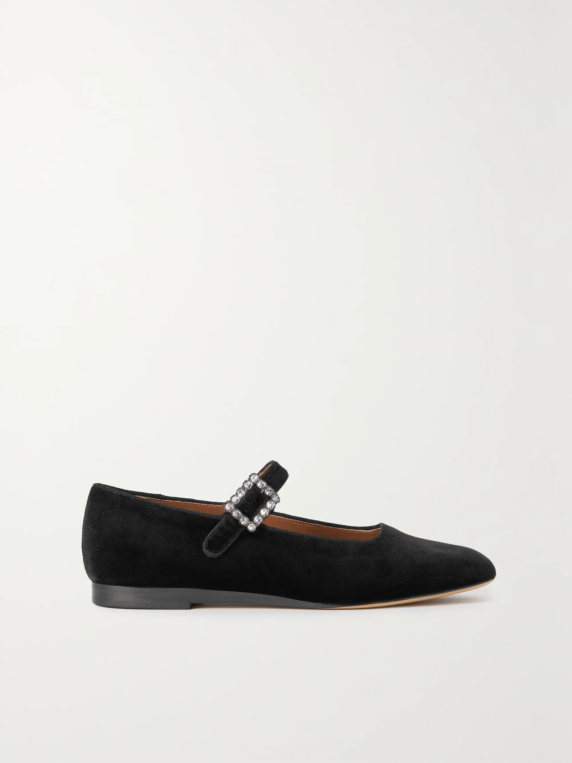 LE MONDE BERYL Crystal-embellished velvet Mary Jane ballet flats | NET-A-PORTER | NET-A-PORTER APAC