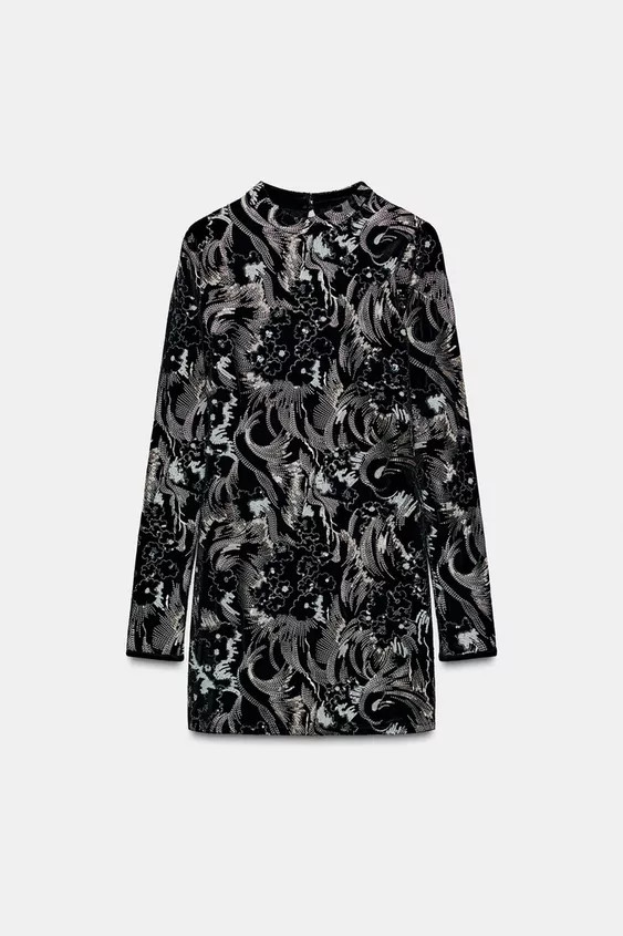 VESTITO VELLUTO RICAMATO | Zara IT