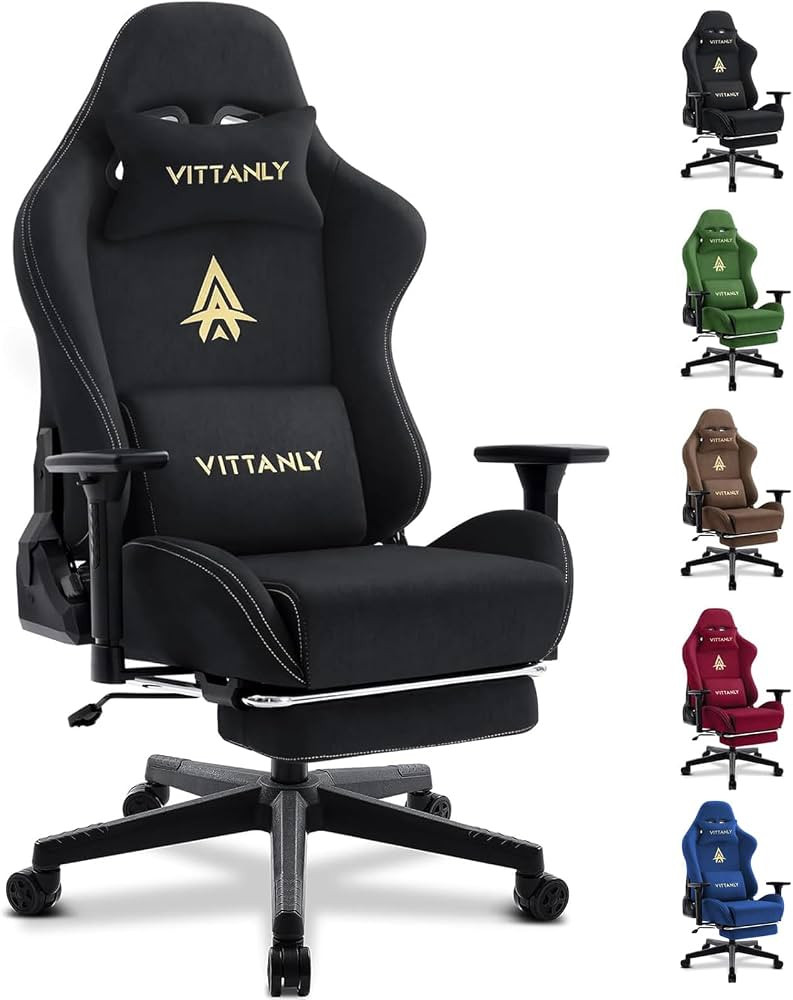 Vittanly Gaming Stuhl, Luxuri\u00f6ser Wildlederimitat Gaming Chair B\u00fcrostuhl, Ergonomischer... | Amazon (DE)