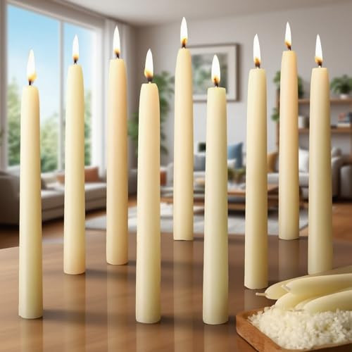 16 Packs Beeswax Taper Candles White, 9 Inch Long Beeswax Candle Sticks - 10 Hour Burn Time - Smokeless & Dripless Natural Taper Candles for Table Decor, Unscented Bee Wax Tapered Candle | Amazon (US)