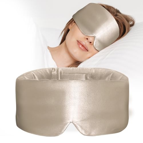 ATreebay 100% Mulberry Silk Sleep Mask, Large Eye Cover for Sleeping, Comfortable and Pressure-Free Sleeping Masks for Women Men, Completely Blackout (Taupe) | Amazon (US)