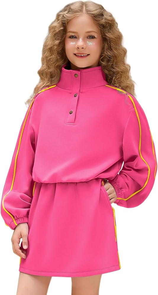 Mirawise Girls Sweatsuit 2 Piece Long Sleeve Sweatshirt and Skorts Tracksuit Pocketed Activewear ... | Amazon (US)