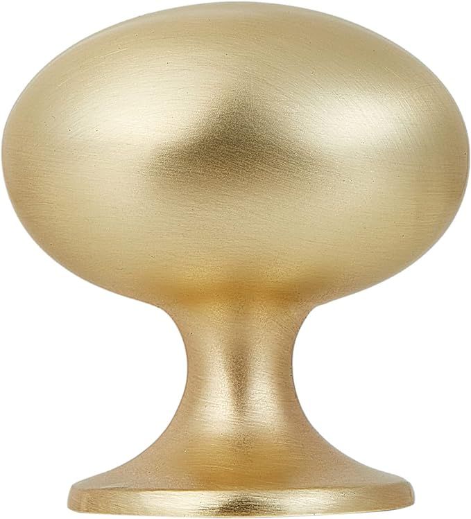 Cabinet Hardware Round Mushroom Knob - 1-2/5" Diameter 36mm, 10 Pack (Brushed Gold) | Amazon (US)
