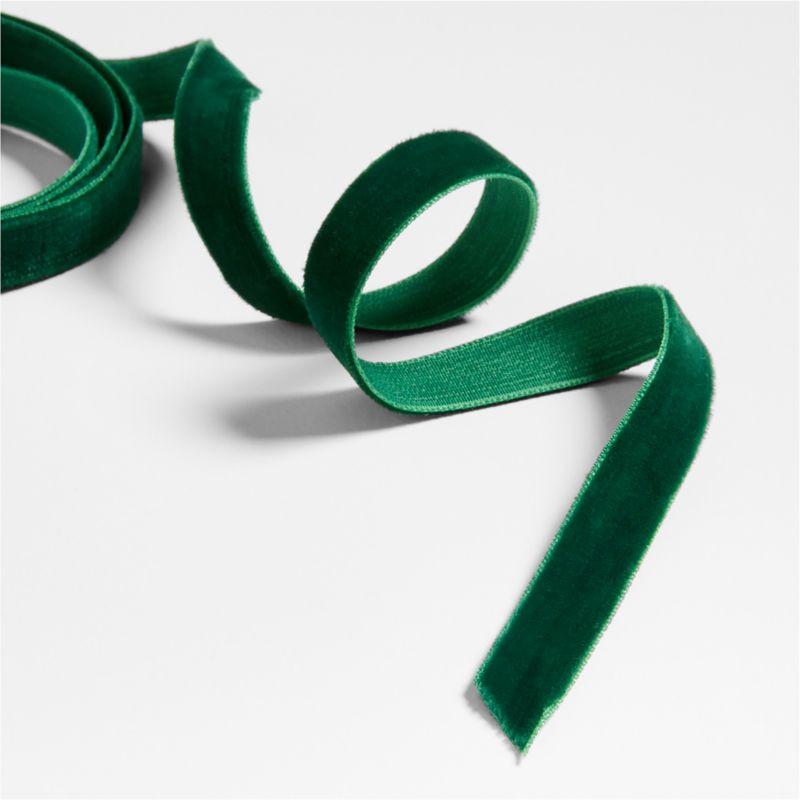 Deep Green Velvet Holiday Ribbon 3/8" | Crate & Barrel | Crate & Barrel