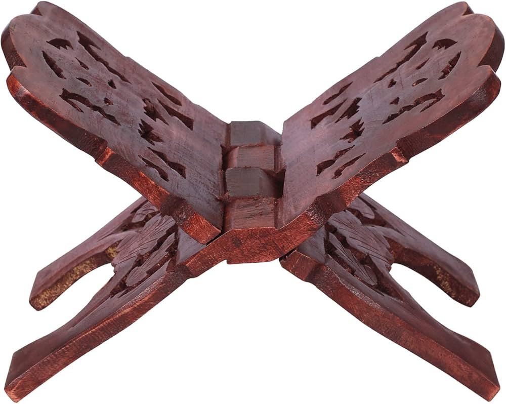 Wooden Book Holder Tray for Reading Textbook |Hand Carved Wooden Floral Design Folding Stand| Por... | Amazon (US)