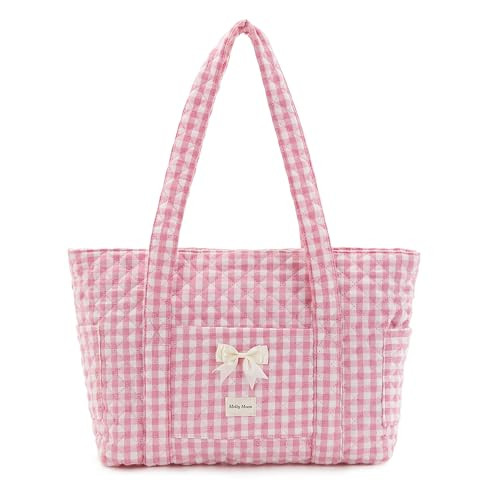 Molly Moon Tote Bag for Women, Quilted Gingham Tote Bag with Zipper, Quilted Cotton Shoulder Bag ... | Amazon (US)