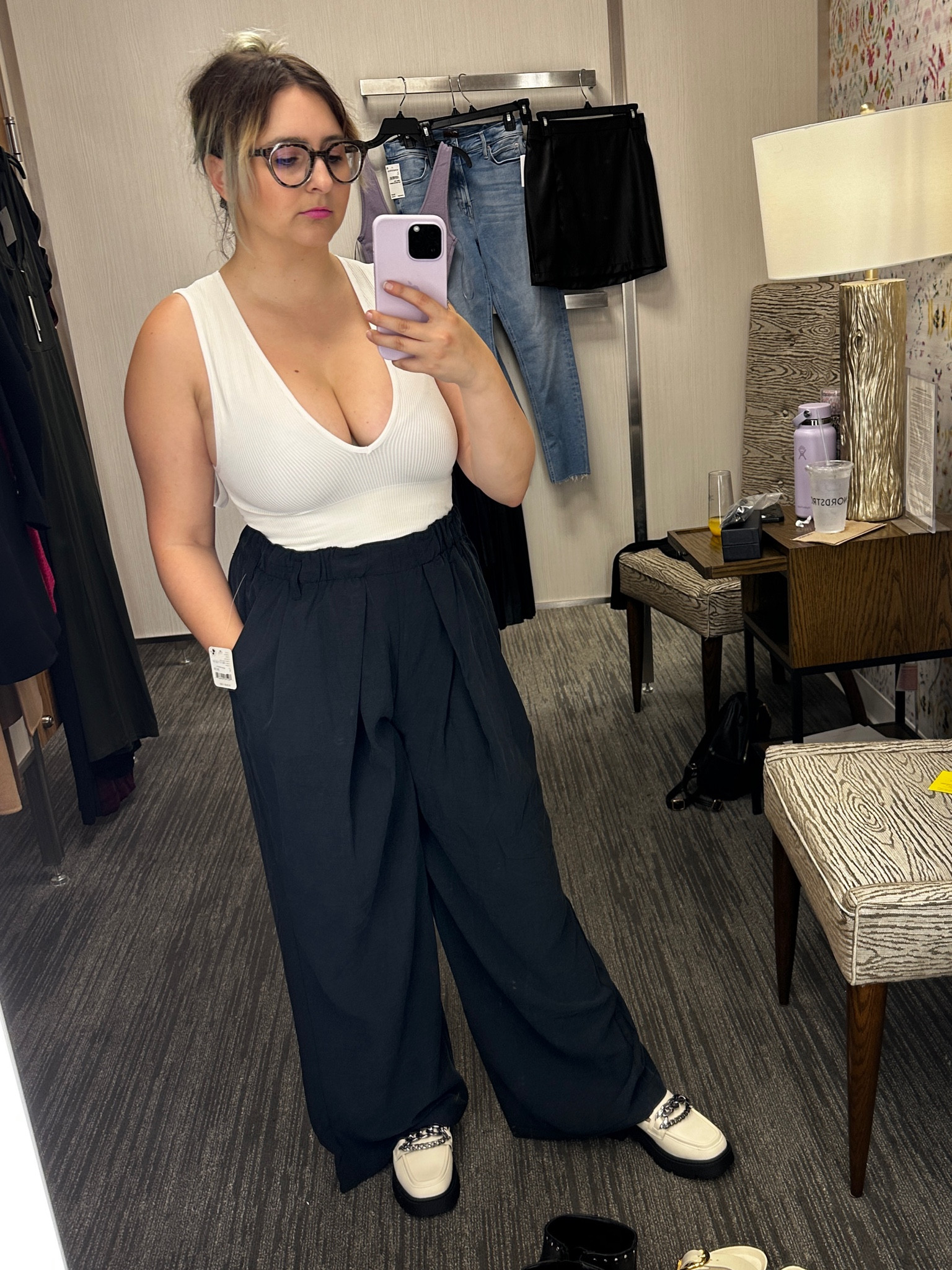 Ok these pants are everything. Stretchy, comfy, super flattering fit. And since they’re linen you can dress them up OR down!! Yes obv I’m getting them in every color. 😂 also, this top was the MVP of the try on haul, it looks good with everything!!! It does run small though so size up  

#LTKxNSale #LTKsalealert #LTKunder100