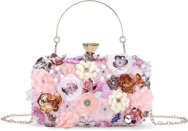 RNIEGA Floral Evening Handbag for Women Colorful Bride Wedding Clutch Bag Stylish Chain Strap Sho... | Amazon (US)