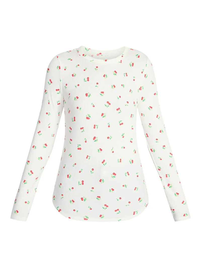 No Boundaries Ribbed Crewneck Tee with Long Sleeves, Women's XXS-XXL | Walmart (US)