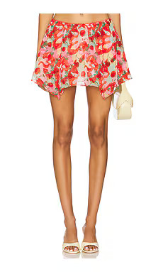 For Love & Lemons Ambrosia Mini Skirt in Red from Revolve.com | Revolve Clothing (Global)