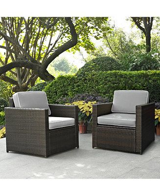 Palm Harbor 2 Piece Outdoor Wicker Seating Set With Cushions - 2 Outdoor Wicker Chairs | Macy's