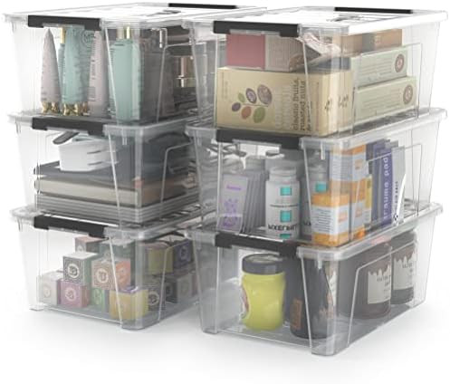 WYT Clear Storage Latch Bins, 6-Pack Storage Organizer Box with Handle and Lids, 5-Litre | Amazon (US)