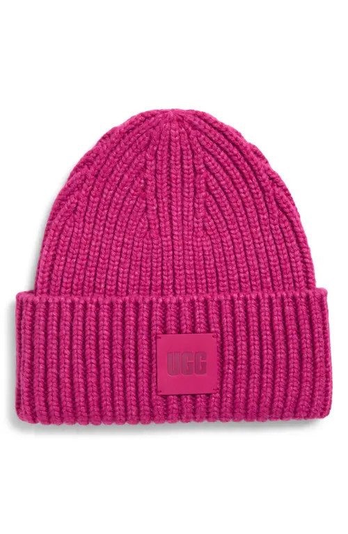 UGG(r) Chunky Ribbed Beanie in Chroma Pink at Nordstrom | Nordstrom