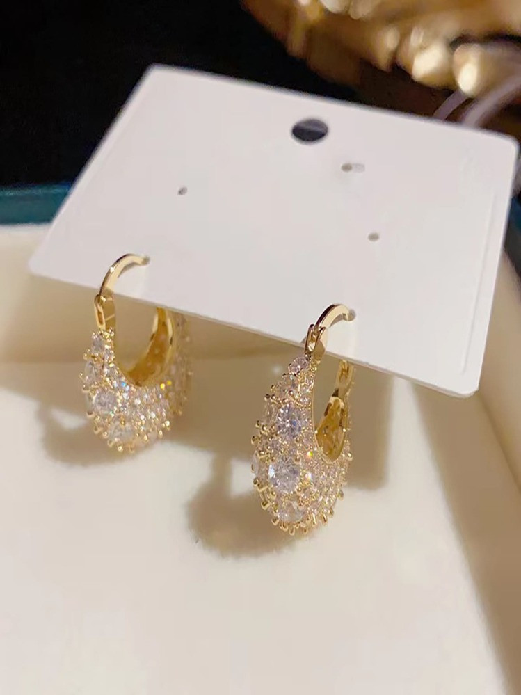 Cubic Zirconia Decor Hoop Earrings | SHEIN