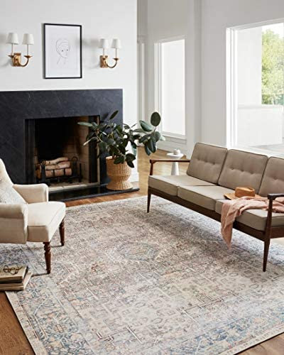 Chris Loves Julia x Loloi Jules JUL-07 Natural / Ocean Oriental Area Rug 2'-6" x 7'-6" | Amazon (US)