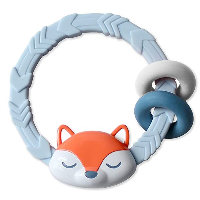 Itzy Ritzy Teether with Rattle Sound, Two Silicone Rings & Raised Texture to Soothe Gums, Ages 3 ... | Amazon (US)