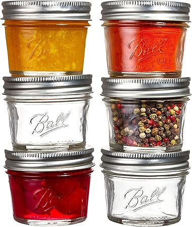 Ball Mini Smooth Sided Jelly Jars 4 OZ Regular Mouth Mason Glass Canning, Preserving, Jam Jars wi... | Amazon (US)