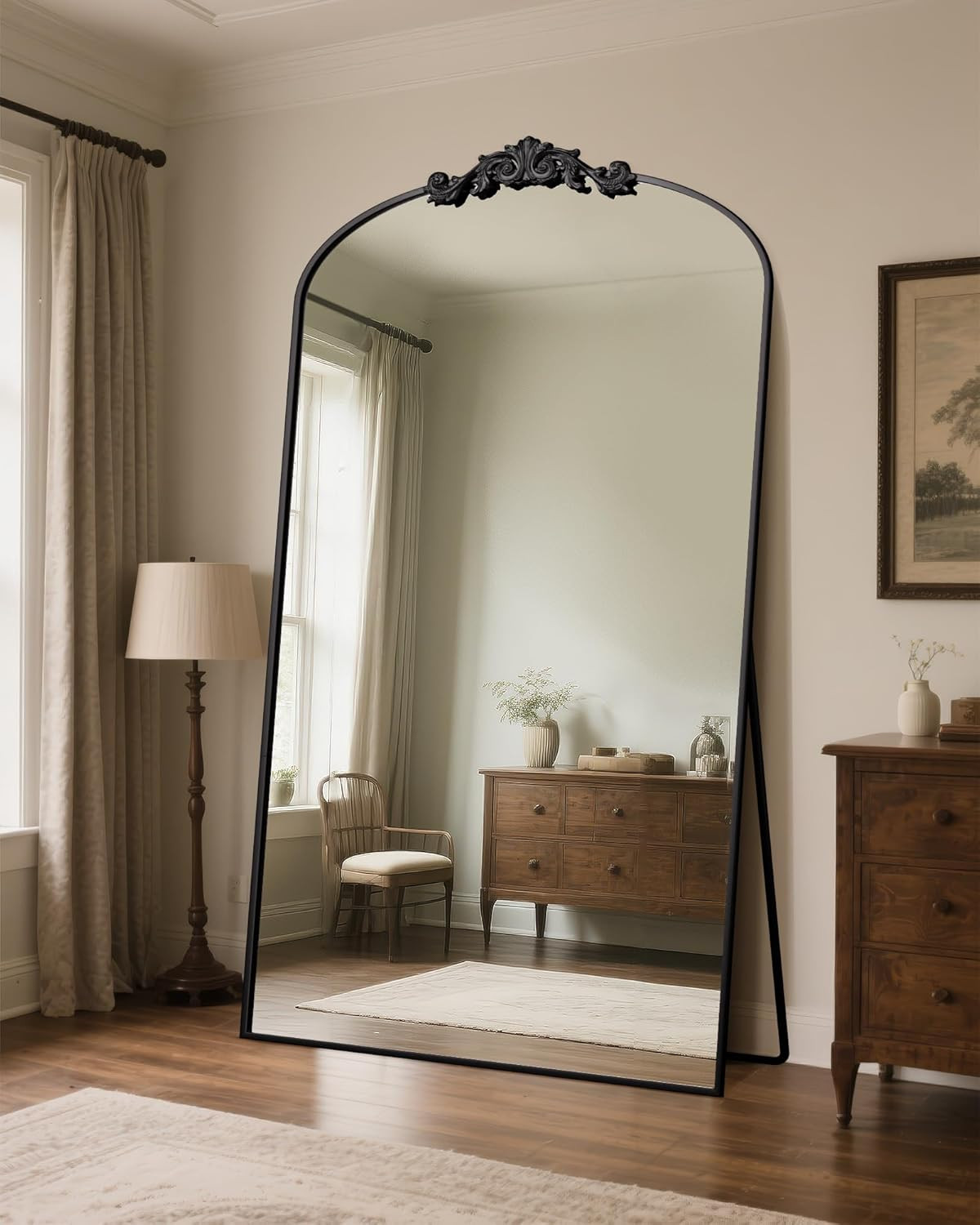 Antok Arched Full Length Mirror, 81"x41" Floor Mirror with Carved, Full Body Mirrors for HomeDeco... | Amazon (US)