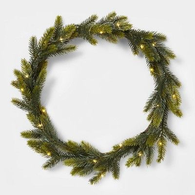 20in Pre-lit Dainty Natural Wreath with Dew Drop LED Lights - Wondershop™ | Target