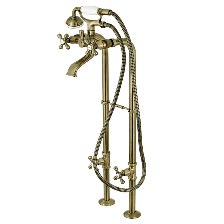 CCK266K3 Kingston Brass Kingston Three-Handle 2-Hole Freestanding Tub Faucet with Supply Line and... | Wayfair North America