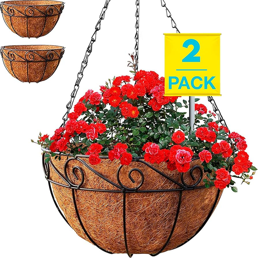 Hanging Planters for Outdoor Plants (2 Pack) 14" Extra Deep Hanging Baskets for Plants Outdoor, O... | Amazon (US)